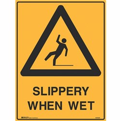 BRADY WARNING SIGN Slippery When Wet 600x450 Metal