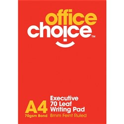 Office Choice Writing Pad - A4 WHITE RULED PKT10  -70LF EXEC