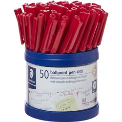 Staedtler 430 Ballpoint Pen 1.0mm Red Pack of 50